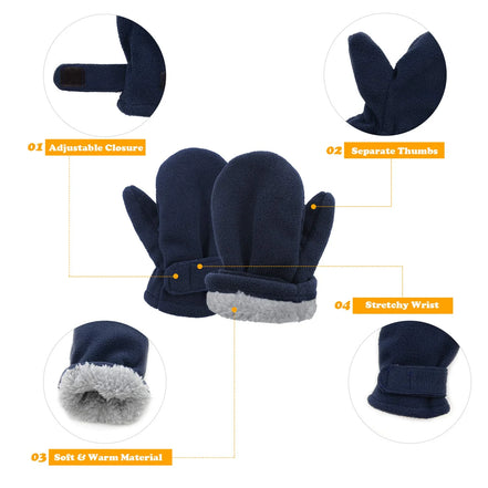 Baby Fleece Mittens – Sherpa-Lined Winter Gloves (2-Pack: Beige & Navy)
