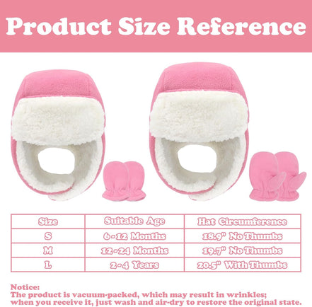 Baby Fleece Hat and Mittens Set – Sherpa-Lined Winter Warmers (Pink)