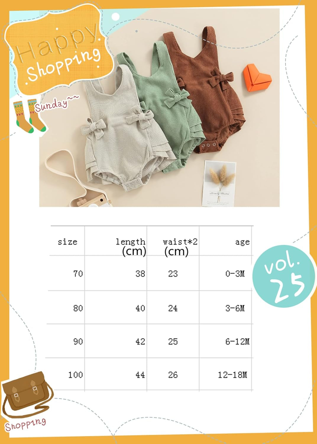 Newborn Baby Girl Corduroy Romper Summer Ruffle Sleeveless Backless Jumpsuit Bodysuit One Piece Outfit (Corduroy Romper Beige, 0-3 Months)