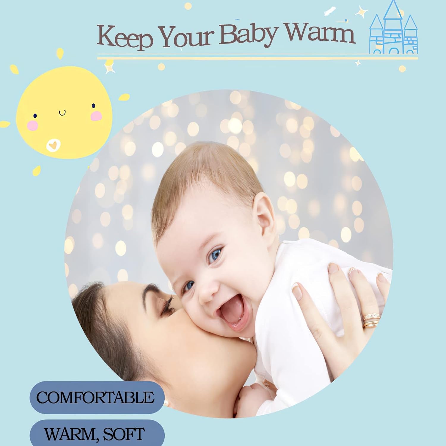 Newborn Baby Swaddle plus Velvet Fleece Stroller Wrap - Thick Knit Soft Warm Sleeping Bag Sack for Kids Toddler (Black)