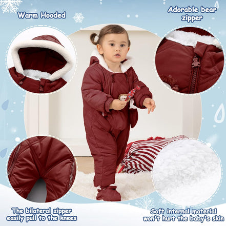 Baby Winter Outfit Coat Romper Outwear Hooded Footie Toddler Infant Lion Snowsuit