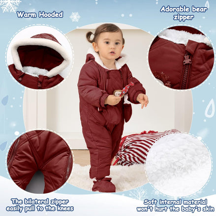 Baby Winter Outfit Coat Romper Outwear Hooded Footie Toddler Infant Lion Snowsuit