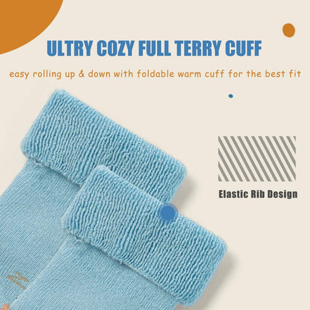 Baby Cotton Socks – 6-Pack Soft Anti-Slip Socks with Bear Design