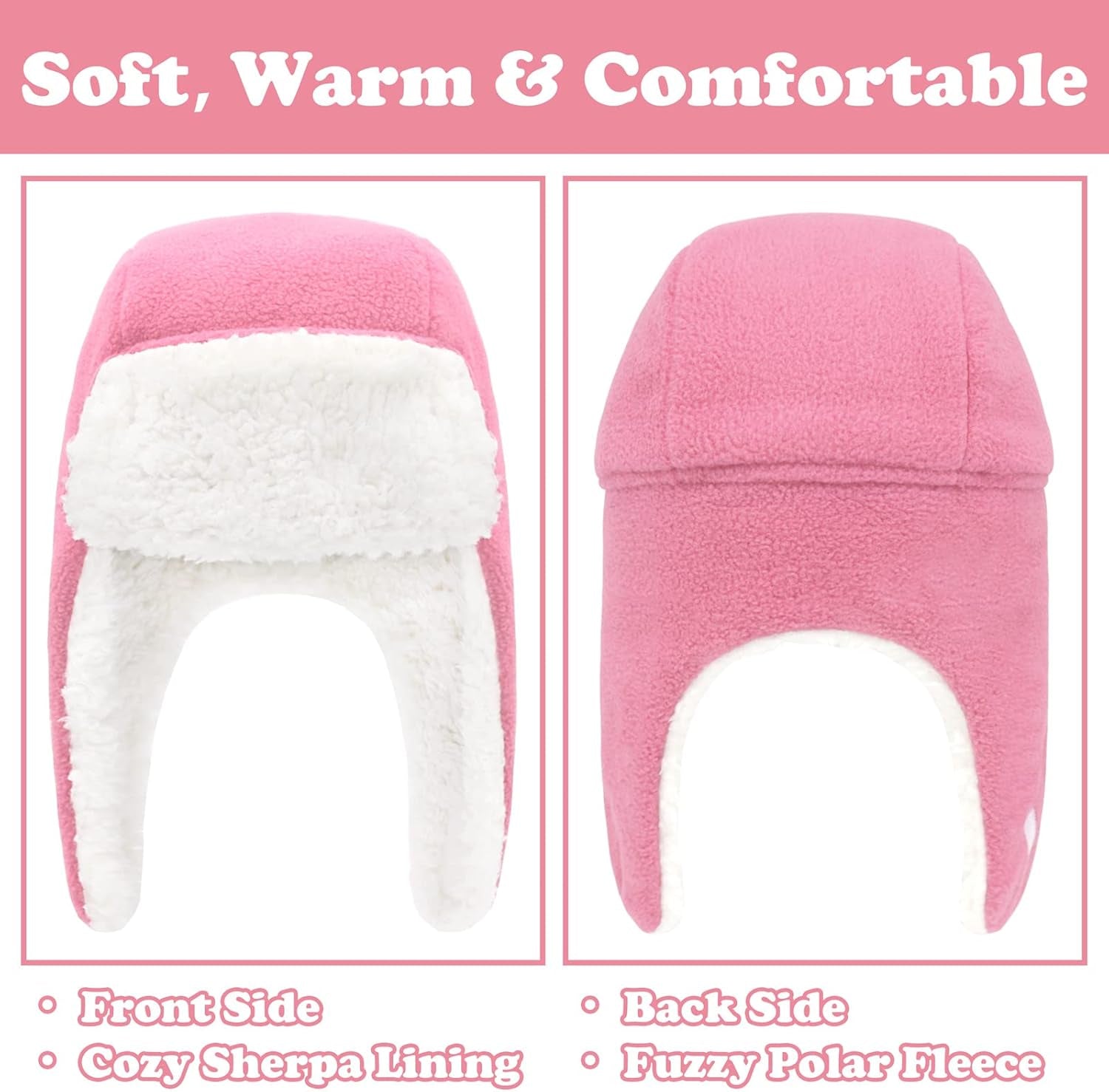 Baby Fleece Hat and Mittens Set – Sherpa-Lined Winter Warmers (Pink)