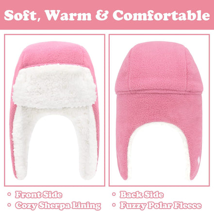 Baby Fleece Hat and Mittens Set – Sherpa-Lined Winter Warmers (Pink)