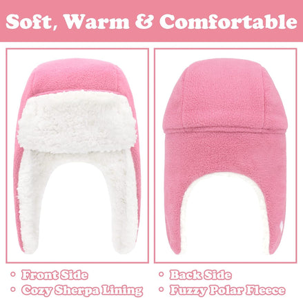 Baby Fleece Hat and Mittens Set – Sherpa-Lined Winter Warmers (Pink)