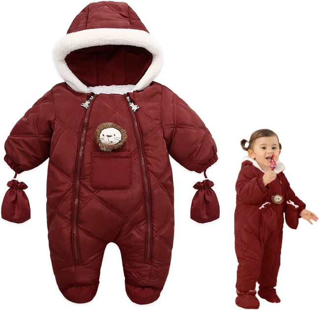 Baby Winter Outfit Coat Romper Outwear Hooded Footie Toddler Infant Lion Snowsuit