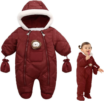 Baby Winter Outfit Coat Romper Outwear Hooded Footie Toddler Infant Lion Snowsuit