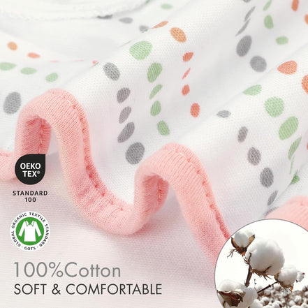 Premium Swaddle Blankets for Baby Girls - 3 Pack Adjustable Sleep Sack Set in Orange Pink Feather & Wave Point, Suitable for Newborns 0-3 Months (Small/Medium)