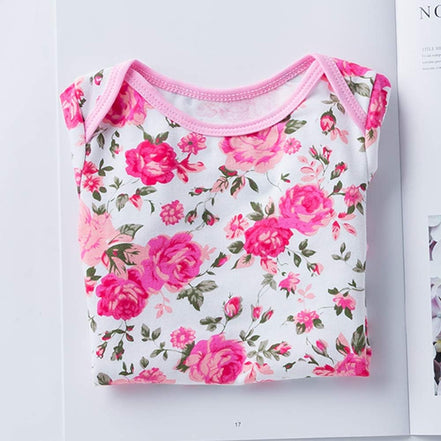 Infant Baby Girls Floral Romper Outfits Summer Short Sleeve Jumpsuit Bodysuit + Flower Headband + Shoes 3Pcs Set 0-3 Months