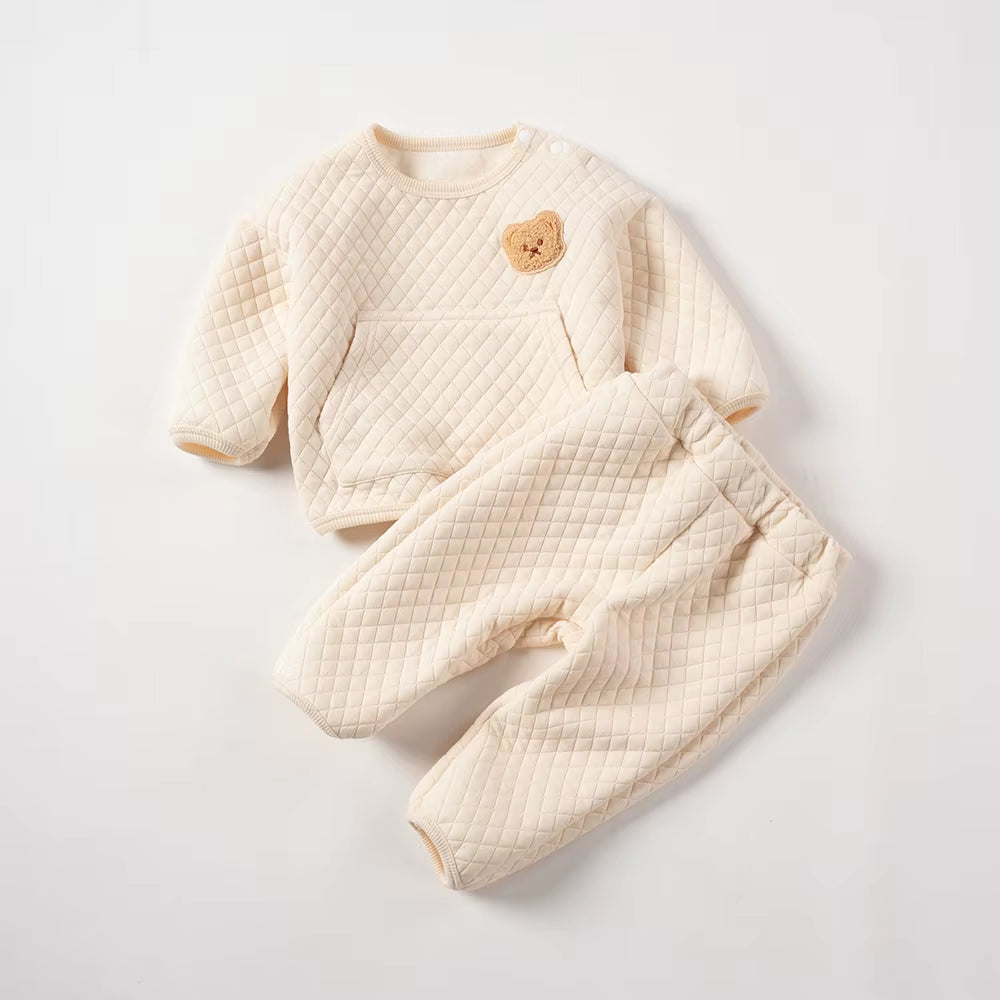 Two-Piece Set Newborns Bear Winter Leisure Suit Children Cartoon Pocket Sweatshirt Baby Items Baby Stuff 0-12M